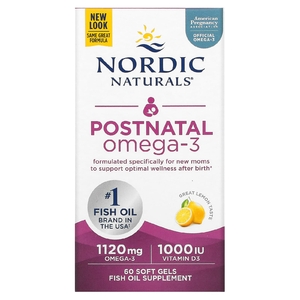 Nordic Naturals, омега-3 для молодых мам, со вкусом лимона, 1120 мг, 60 капсул (560 мг в 1 капсуле)