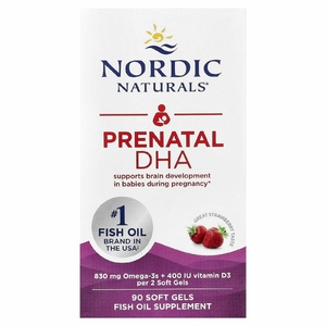 Nordic Naturals, пренатальная ДГК, клубничный вкус, 90 капсул