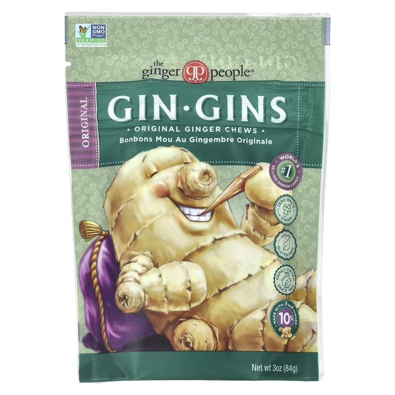 The Ginger People, Gin Gins, жевательные имбирные конфеты, оригинальные, 84 г (3 унции)