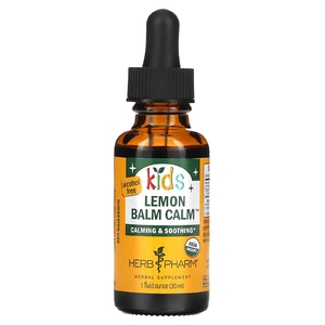 Herb Pharm, Успокаивающий сироп для детей из органической лимонной мяты, без алкоголя, 1 жидкая унция (30 мл)