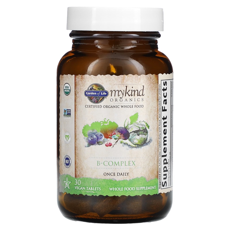 Garden of Life, MyKind Organics, комплекс витаминов группы B, 30 таблеток растительного происхождения