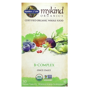 Garden of Life, MyKind Organics, комплекс витаминов группы B, 30 таблеток растительного происхождения