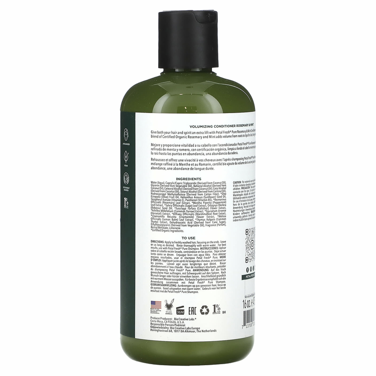 Petal Fresh, Pure, кондиционер для придания объема, розмарин и мята, 16 жидких унций (475 мл)