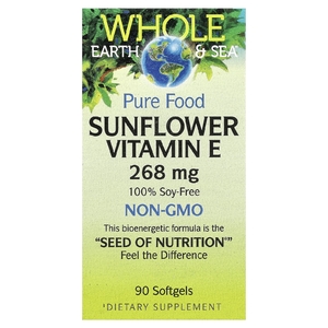 Natural Factors, WholeEarth, подсолнечный витамин E, 268 мг, 90 капсул