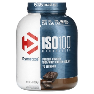 Dymatize, ISO100®, гидролизованный, 100% изолят сывороточного протеина, со вкусом брауни с помадкой, 2,3 кг (5 фунтов)