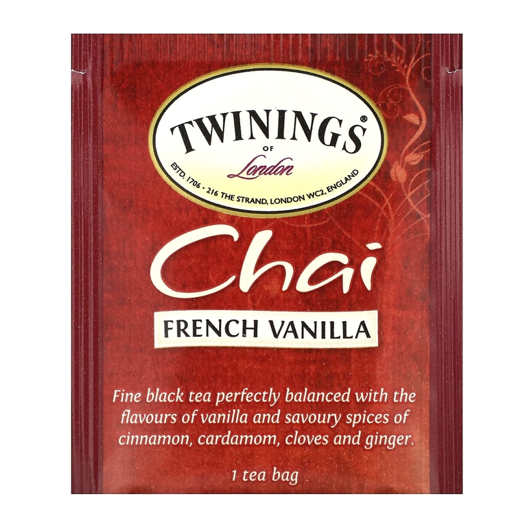 Twinings, ароматизированный черный чай, французская ваниль, 20 чайных пакетиков, 40 г (1,41 унции)
