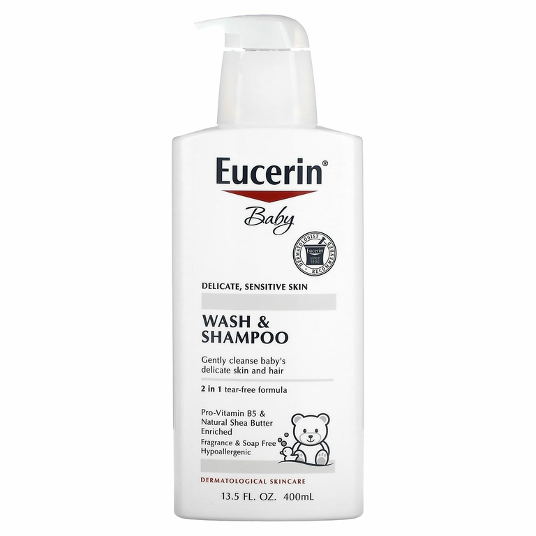 Eucerin, Baby, гель для душа и шампунь, без аромат, 400 мл (13,5 жидких унций)