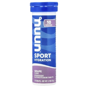 Nuun, Sport Hydration, шипучие таблетки для приготовления напитка с электролитами, со вкусом винограда, 10 таблеток