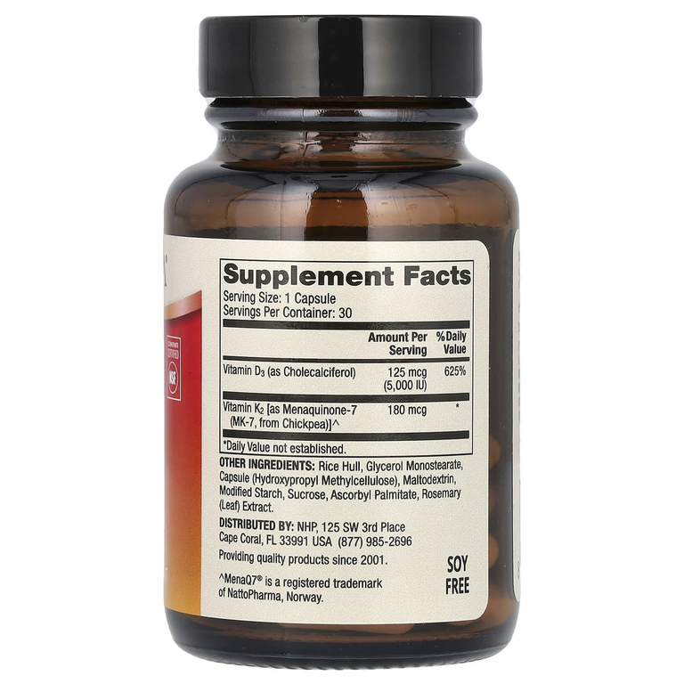 Dr. Mercola, витамины D3 и K2, 30 капсул