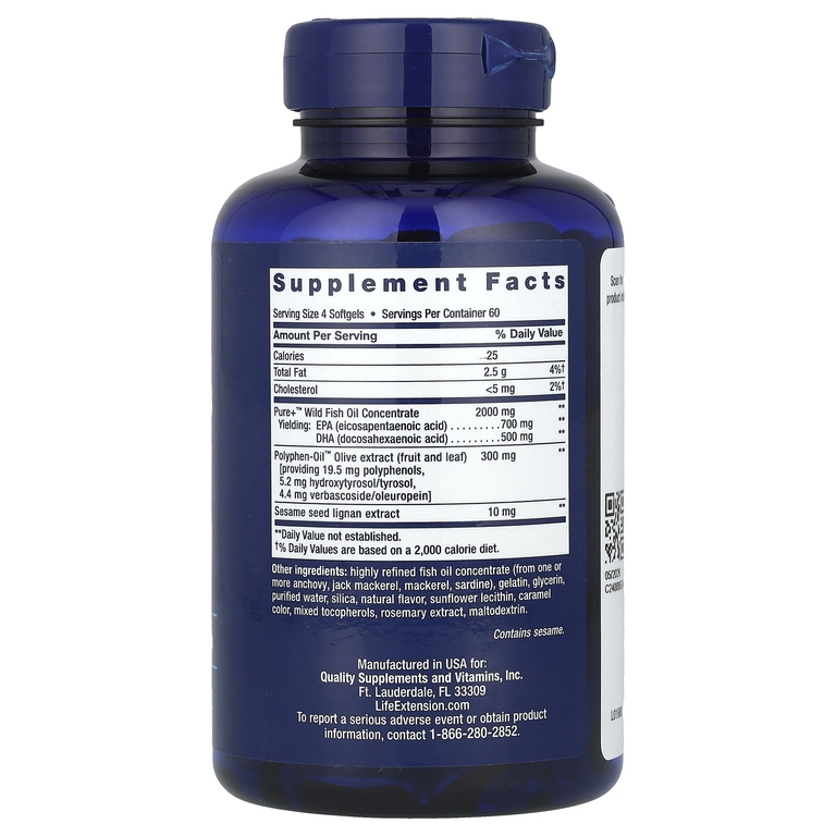 Life Extension, Super Omega-3, добавка с омега-3, 240 капсул