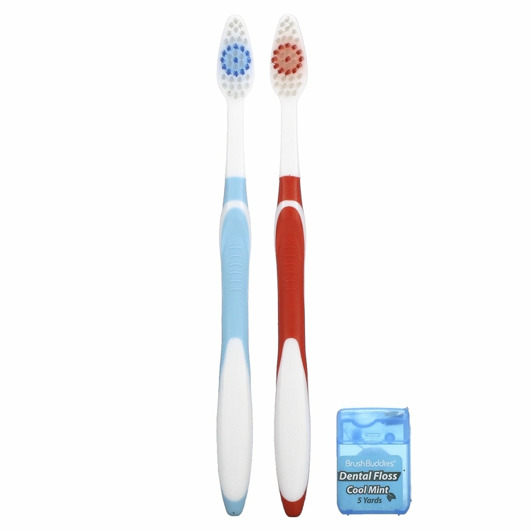 Brush Buddies, "Забота с умом", набор зубных щеток, для взрослых, 2 шт