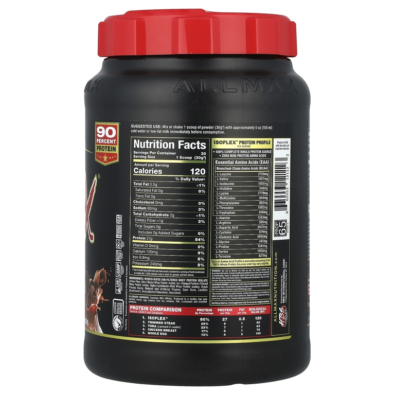 ALLMAX, ISOFLEX®, чистый изолят сывороточного протеина, шоколад, 2 фунта (907 г)
