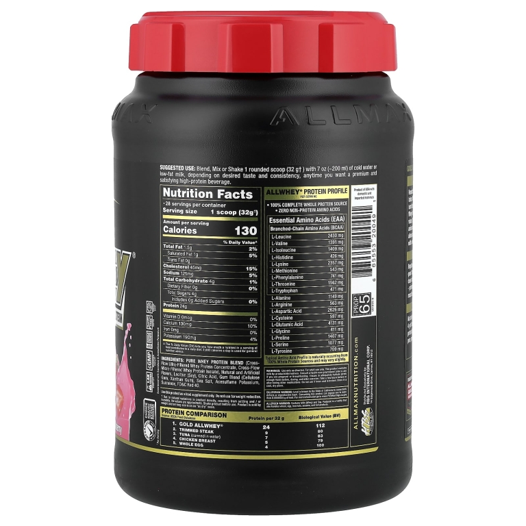 ALLMAX, сывороточный протеин, со вкусом клубники, 907 г (2 фунта)