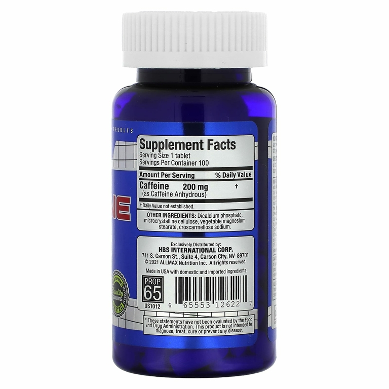 ALLMAX, Essentials, кофеин, 200 мг, 100 таблеток