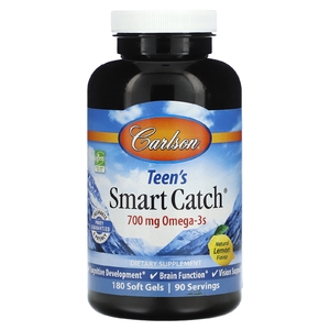 Carlson, Teen's Smart Catch, натуральный лимон, 700 мг, 180 капсул (350 мг в 1 капсуле)