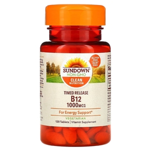 Sundown Naturals, витамин B12 с замедленным высвобождением, 1000 мкг, 120 таблеток