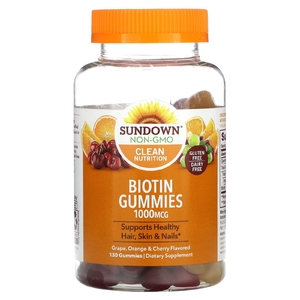Sundown Naturals, Жевательные мармеладки с биотином, виноград, апельсин и вишня, 1000 мкг, 130 жевательных таблеток (Товар снят с продажи) 