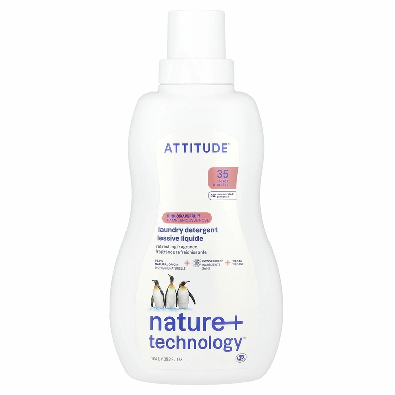 ATTITUDE, Средство для стирки, розовый грейпфрут, 35 загрузок, 1,05 л (35,5 жидк. Унции)