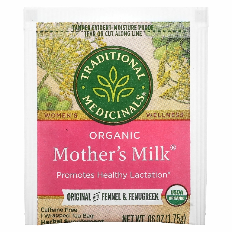 Traditional Medicinals, Organic Mother's Milk®, оригинальный продукт с фенхелем и пажитником, без кофеина, 16 чайных пакетиков в упаковке, 28 г (0,99 унции)