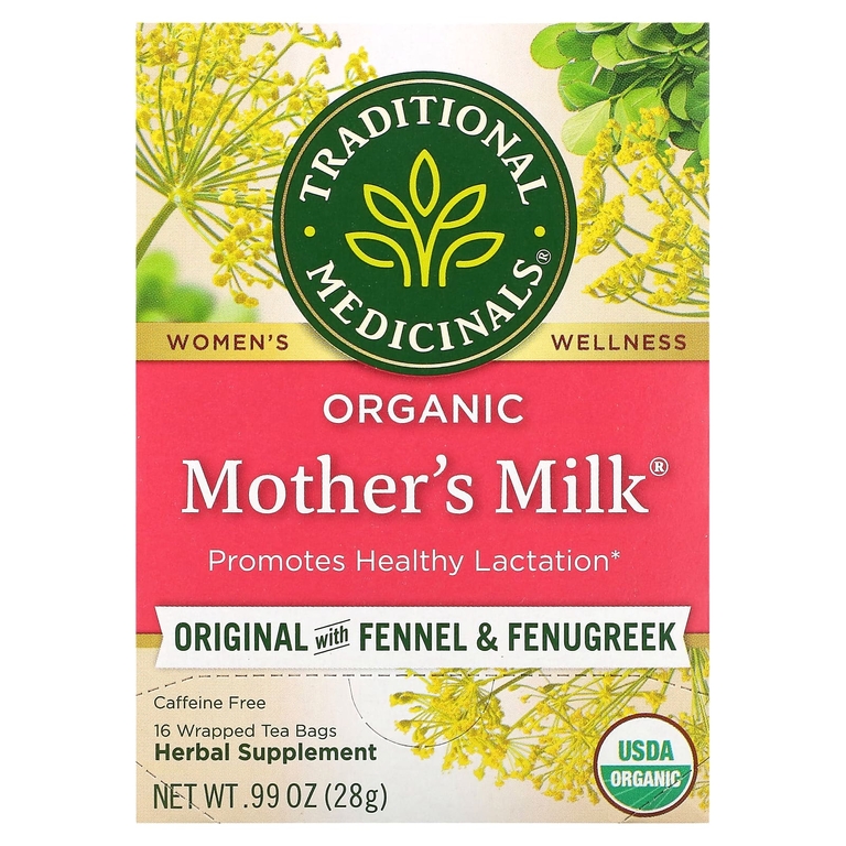 Traditional Medicinals, Organic Mother's Milk®, оригинальный продукт с фенхелем и пажитником, без кофеина, 16 чайных пакетиков в упаковке, 28 г (0,99 унции)
