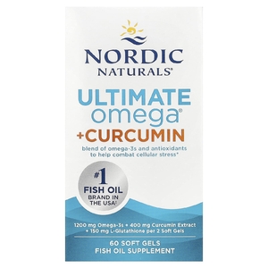 Nordic Naturals, омега-3 + куркумин, 60 желатиновых капсул