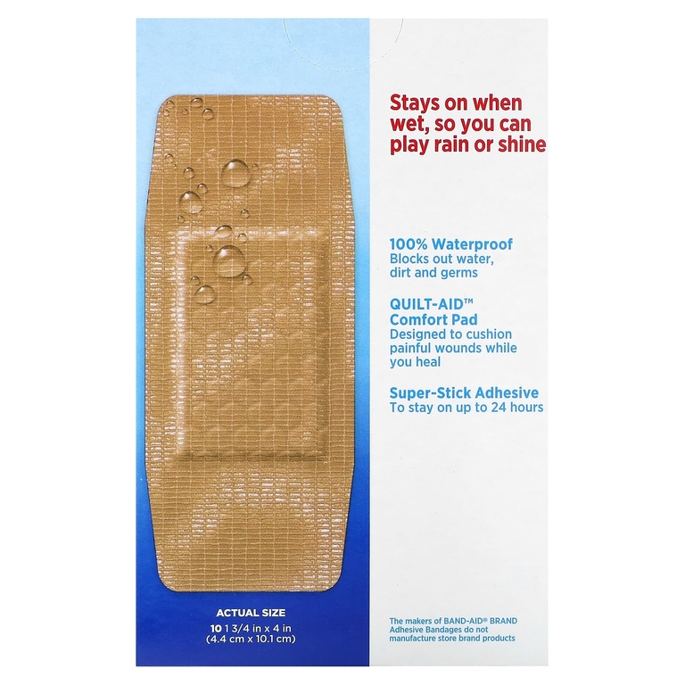 Band Aid, лейкопластыри, увлажняющие полоски, 10 шт. (Товар снят с продажи) 