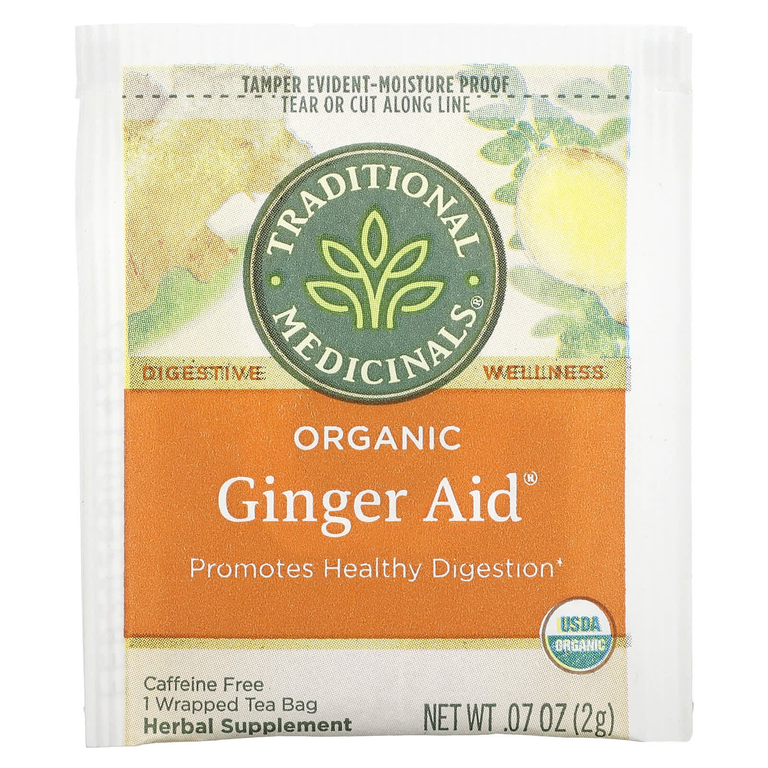 Traditional Medicinals, Ginger Aid, органический, (имбирь), без кофеина, 16 чайных пакетиков, 32 г (1,13 унции)
