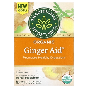 Traditional Medicinals, Ginger Aid, органический, (имбирь), без кофеина, 16 чайных пакетиков, 32 г (1,13 унции)