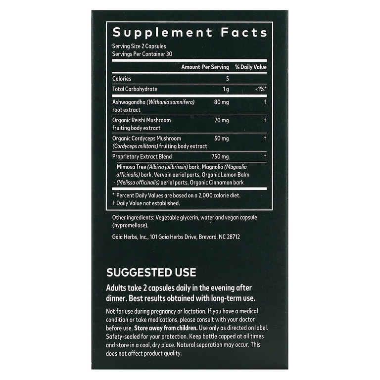 Gaia Herbs, Adrenal Health, ночное восстановление, 60 растительных капсул Phyto-Caps