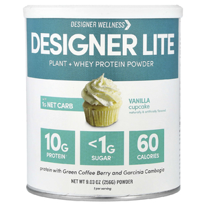 Designer Wellness, низкокалорийный протеин, ванильный кекс, 9,03 унц. (256 г)
