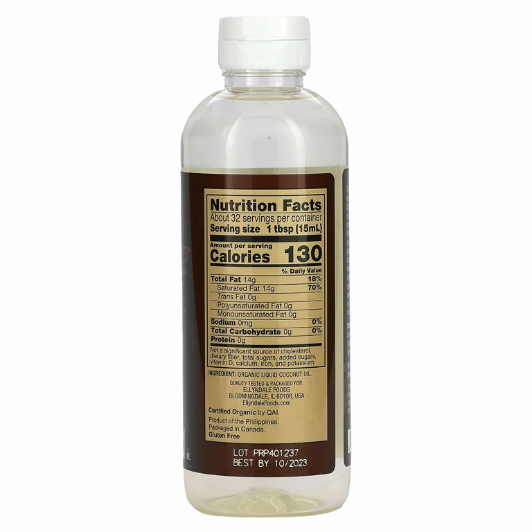 NOW Foods, Ellyndale® Organics, жидкое органическое кокосовое масло, чистый кокос, 473 мл (16 жидк. унций)