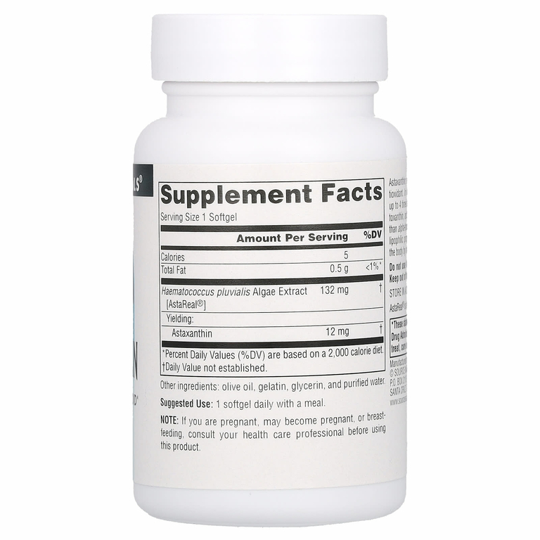 Source Naturals, астаксантин, 12 мг, 60 мягких таблеток