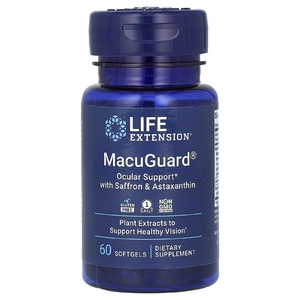Life Extension, MacuGuard, поддержка зрения с шафраном и астаксантином, 60 капсул