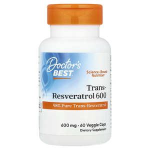 Doctor's Best, высокоэффективный транс-ресвератрол 600, 600 мг, 60 вегетарианских капсул