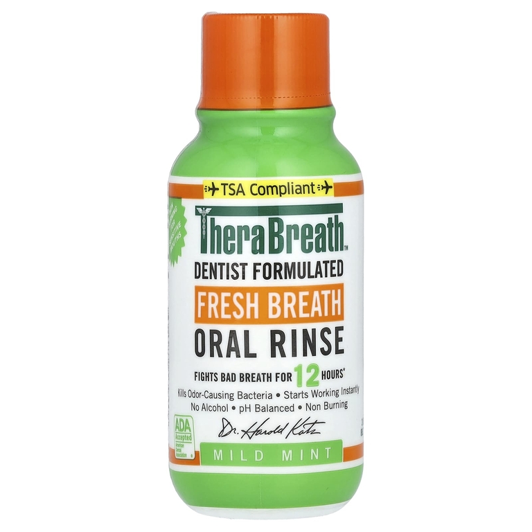 TheraBreath, Ополаскиватель для рта Fresh Breath, мягкий вкус мяты, 3 жидких унции (88,7 мл)