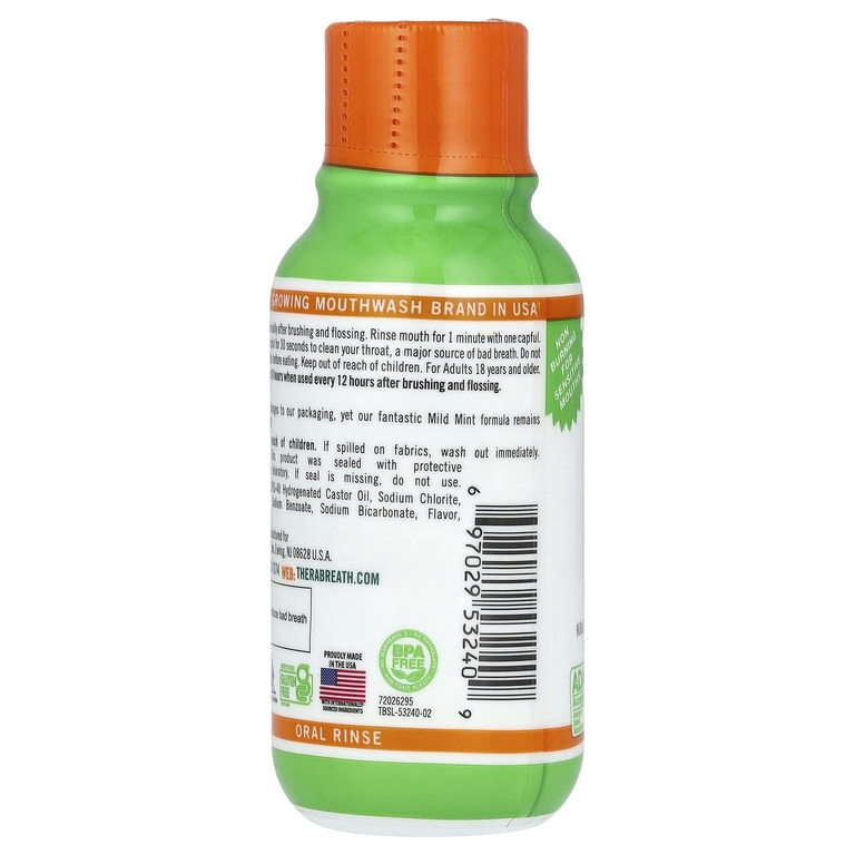 TheraBreath, Ополаскиватель для рта Fresh Breath, мягкий вкус мяты, 3 жидких унции (88,7 мл)