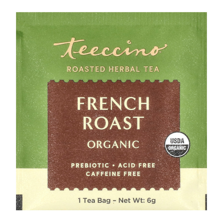 Teeccino, органический чай из обжаренных трав, французская обжарка, без кофеина, 25 чайных пакетиков, 150 г (5,3 унции)