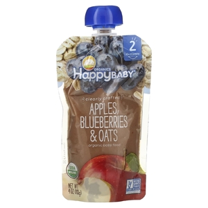 Happy Family Organics, Органическое детское питание, этап 2, для детей от 6 месяцев, яблоки, черника и овес, 113 г (4 унции)