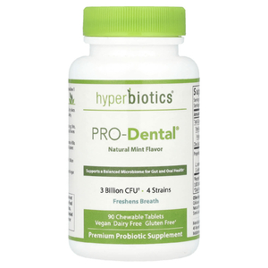 Hyperbiotics, Pro-Dental®, пробиотик, натуральная мята, 90 жевательных таблеток