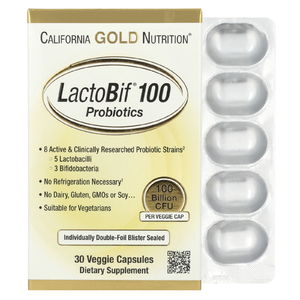 California Gold Nutrition, LactoBif® 100, пробиотики, 100 млрд КОЕ, 30 растительных капсул