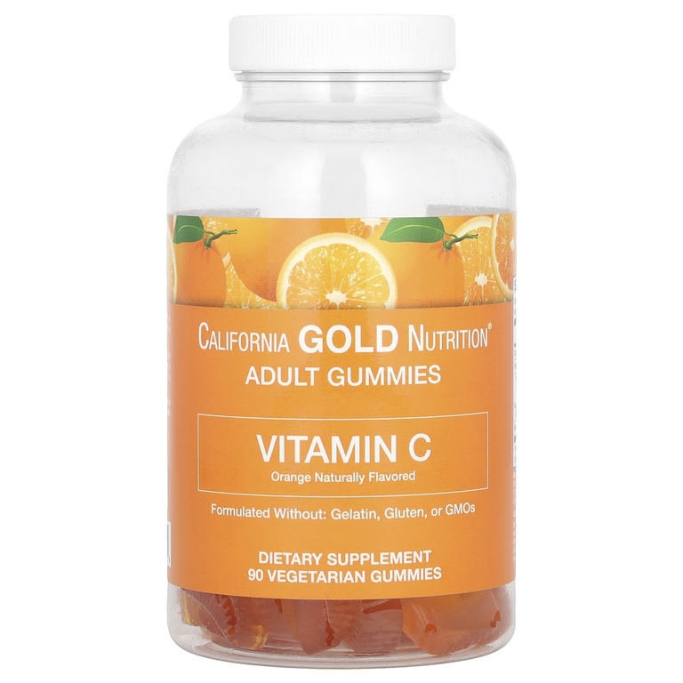 California Gold Nutrition, жевательные таблетки с витамином C, натуральный апельсиновый вкус, без желатина, 90 жевательных таблеток