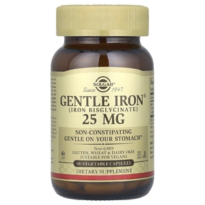 Solgar, Gentle Iron, 25 мг, 90 растительных капсул