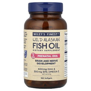 Wiley's Finest, жир диких аляскинских рыб, пренатальная ДГК, 600 мг, 180 рыбных капсул