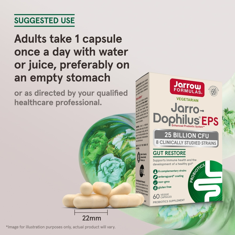 Jarrow Formulas, Jarro-Dophilus EPS, пробиотики, 25 млрд, 60 вегетарианских капсул с технологией Enteroguard