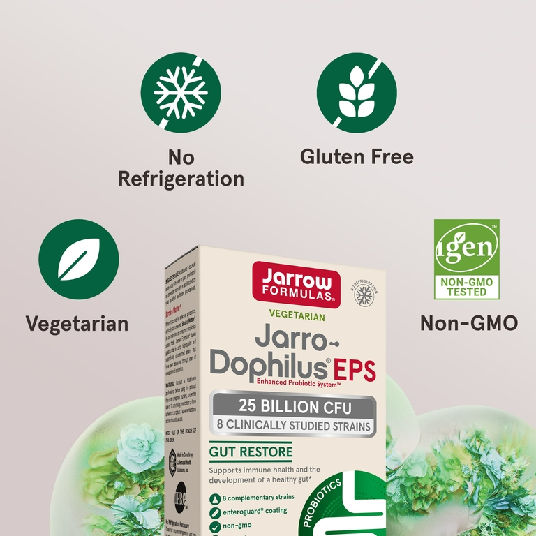 Jarrow Formulas, Jarro-Dophilus EPS, пробиотики, 25 млрд, 60 вегетарианских капсул с технологией Enteroguard