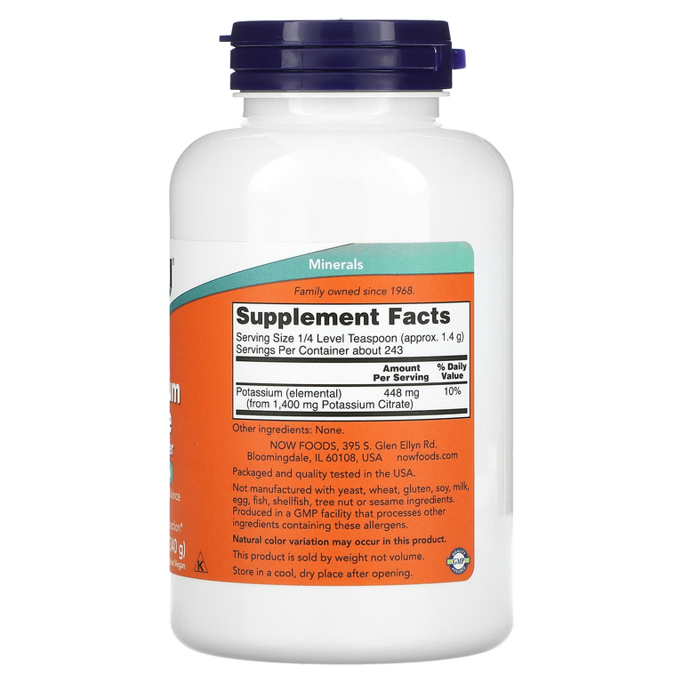 NOW Foods, цитрат калия, чистый порошок, 340 г (12 унций)