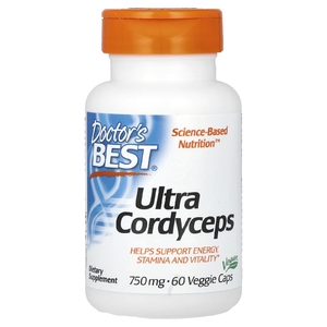 Doctor's Best, ультра кордицепс, 750 мг, 60 вегетарианских капсул