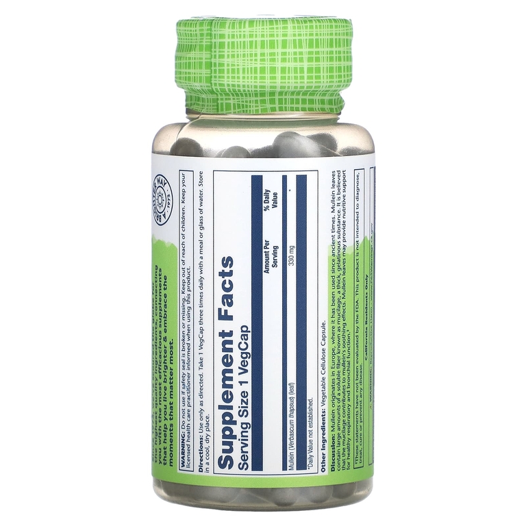 Solaray, коровяк, 330 мг, 100 капсул VegCap