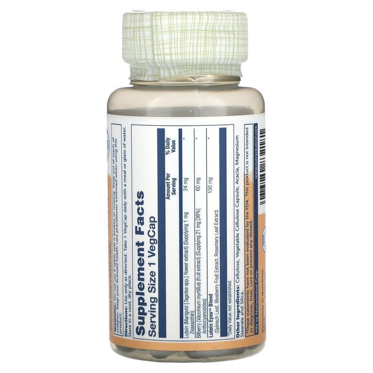 Solaray, Advanced Lutein Eyes 24, улучшенная формула с лютеином для здоровья глаз, с черникой и голубикой, 60 капсул VegCaps