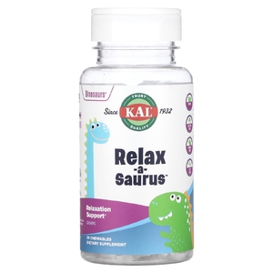 KAL, Dinosaurs, Relax-a-Saurus, смесь с L-теанином, виноградный вкус, 30 жевательных таблеток